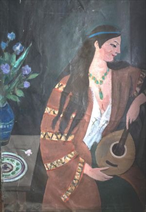 Figure femme à la mandoline